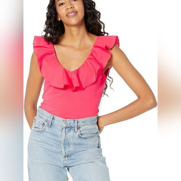 NWT ASOS MNG Mango Fuschia Ruffle Tank Size XXL - Picture 2 of 12